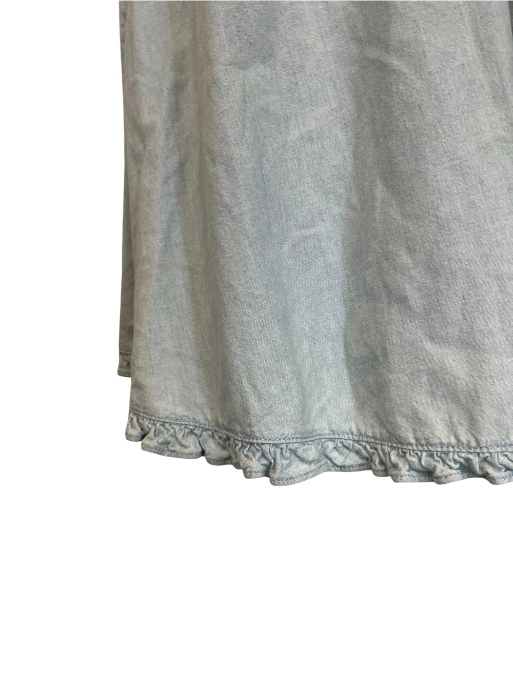 Vintage Ralph Lauren Cotton Maxi Skirt Light Wash Flowy Ruffle Denim Hemline 8 - Picture 5 of 8